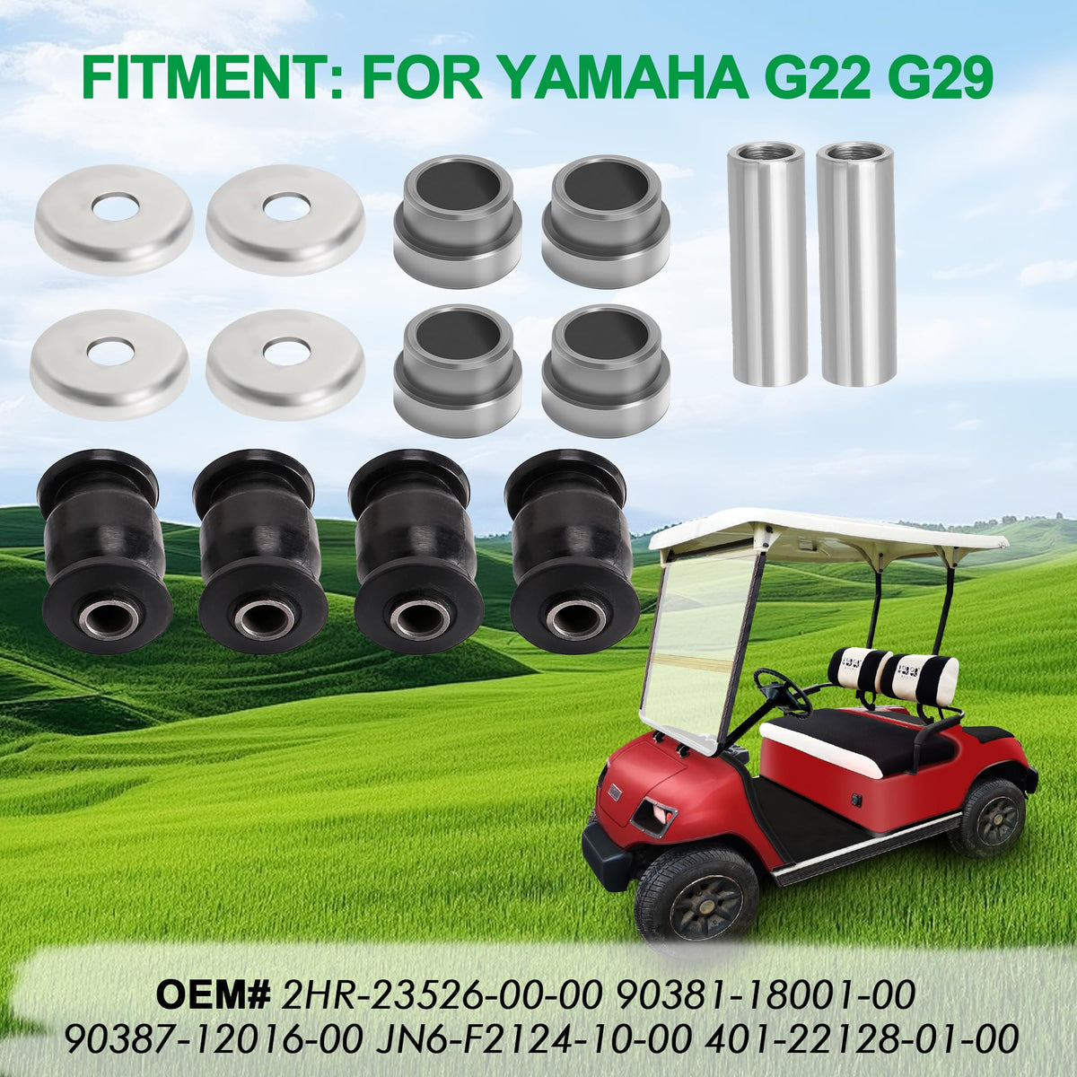 10L0L Golf Cart bushing kit includes hardware for quick installation.