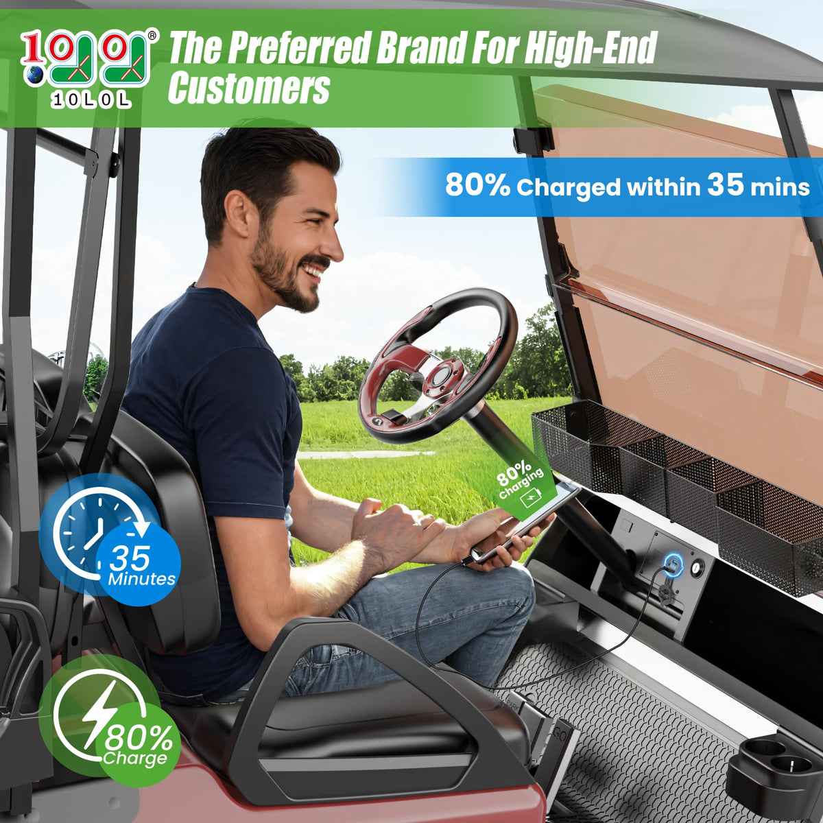 10L0L Golf Cart LED voltage meter displays real-time battery status