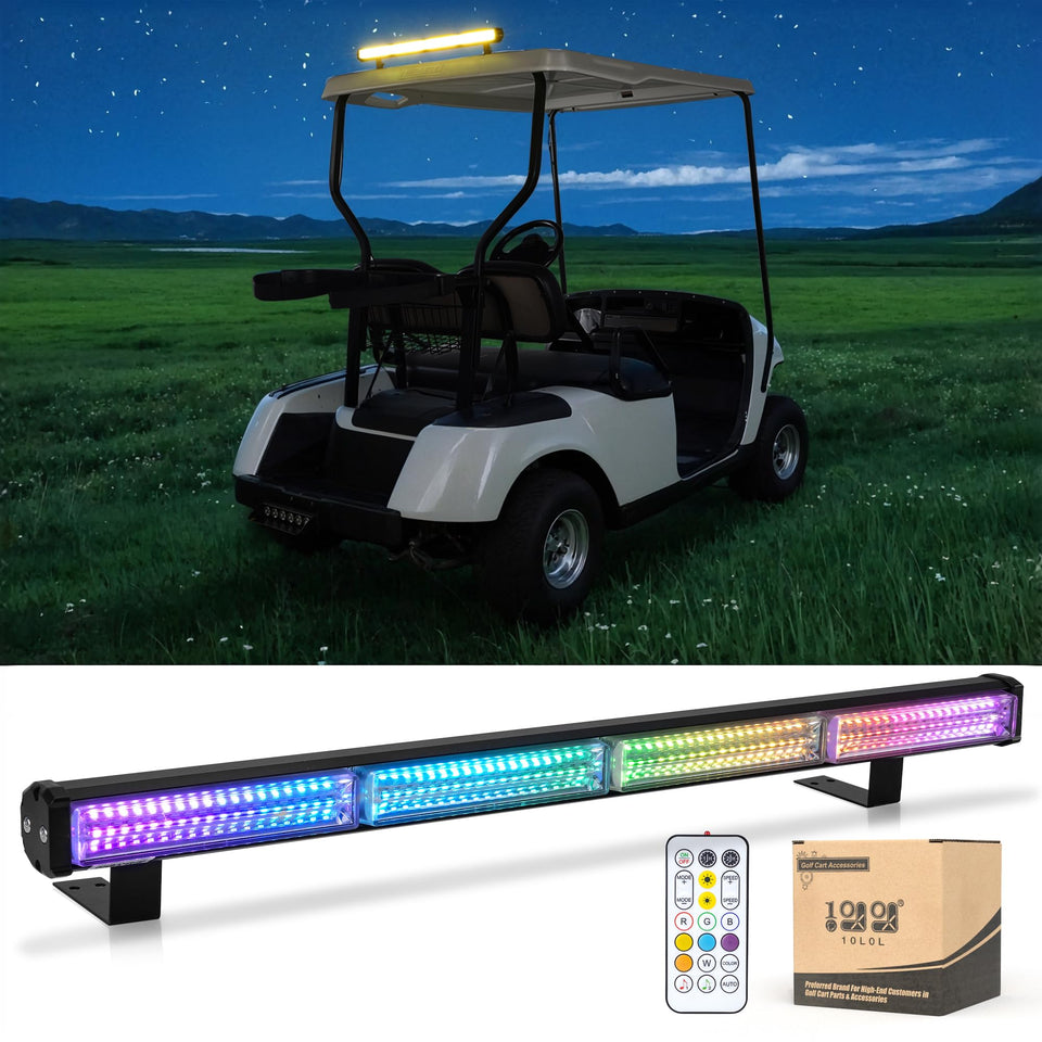 10L0L Golf Cart Roof Light adds festive Christmas color to a cart