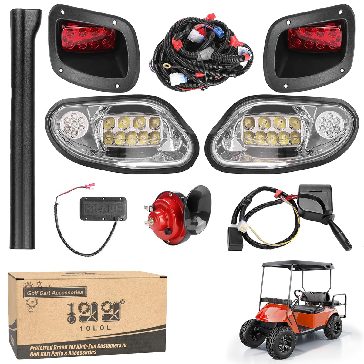 10L0L front headlights improve night visibility for EZGO TXT