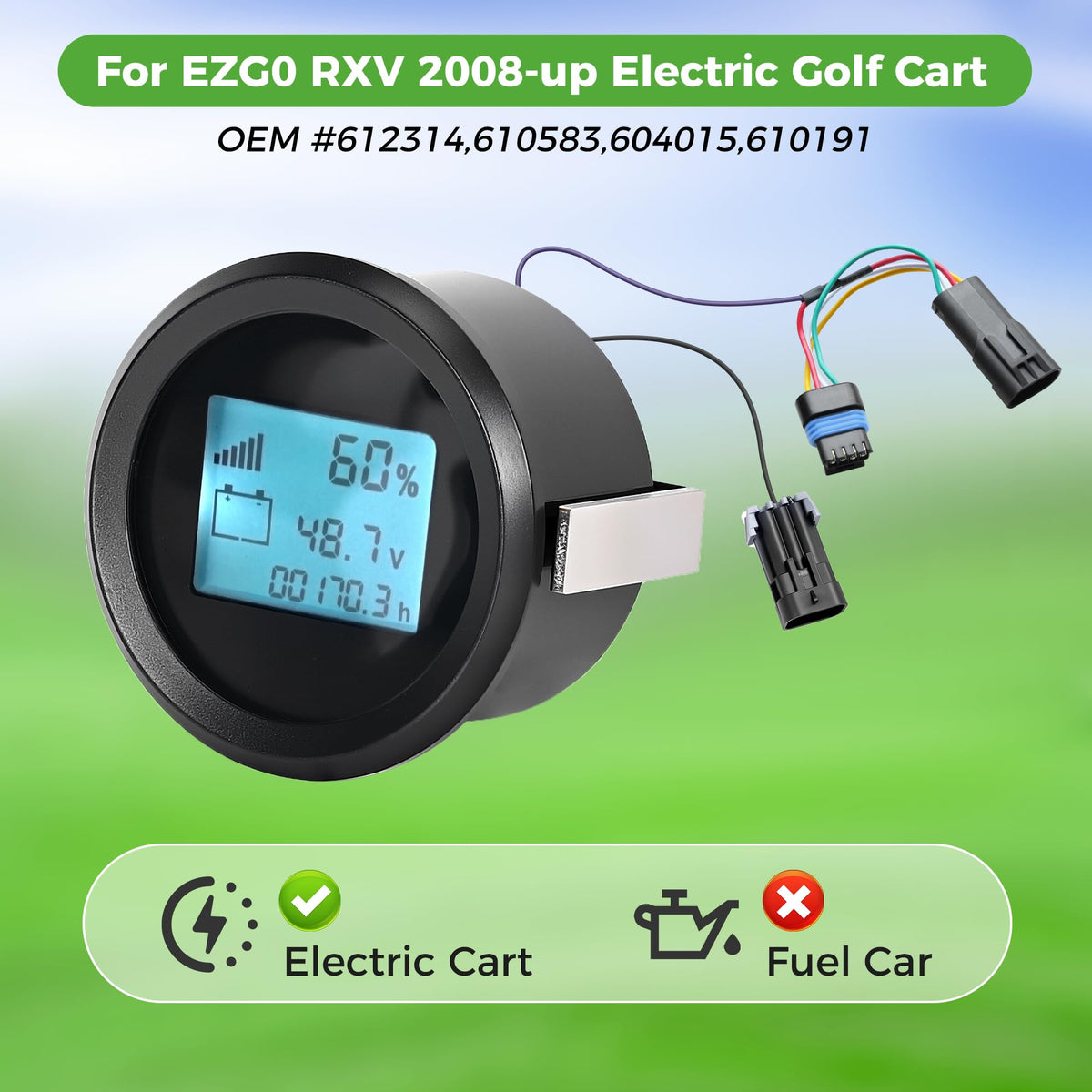 10L0L state-of-charge indicator measures 31 x 5 x 8 inches