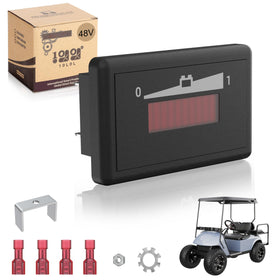 10L0L golf cart meter front view with clear 48V charge indicator.