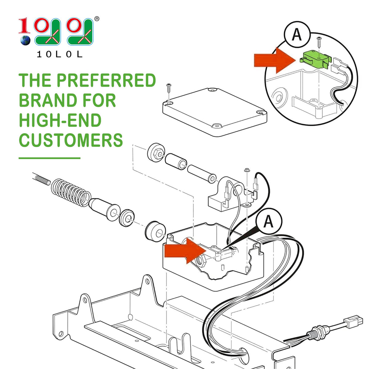 Close-up of the 2x2 prong micro switch from 10L0L Golf Cart for easy identification.