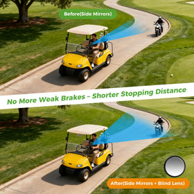 10L0L golf cart mirror with 180-degree adjustability for flexible positioning.