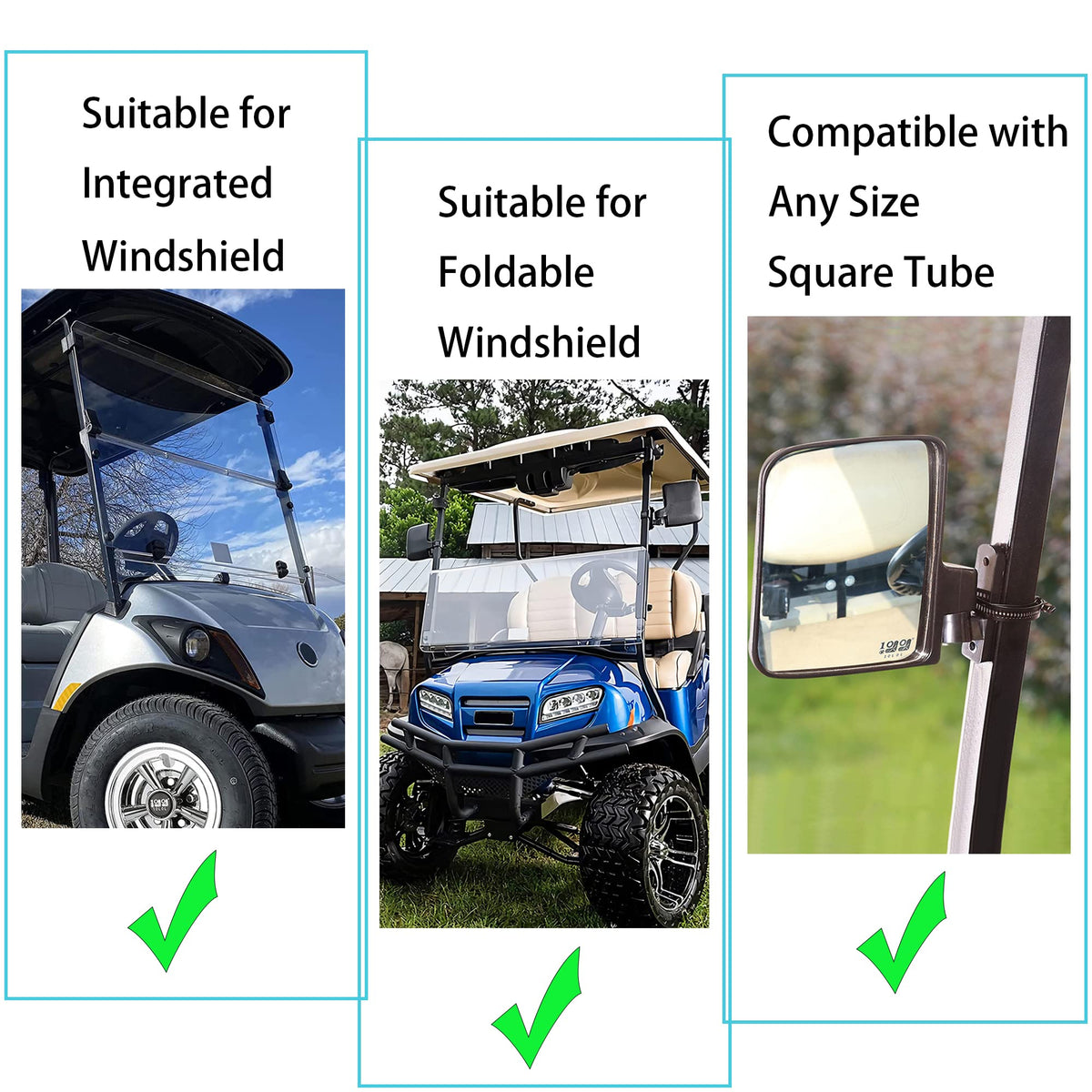10L0L golf cart mirror 180-degree adjustable for flexible angles