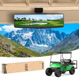 10L0L golf cart mirror with 180-degree panorama improves rear visibility for safer drives