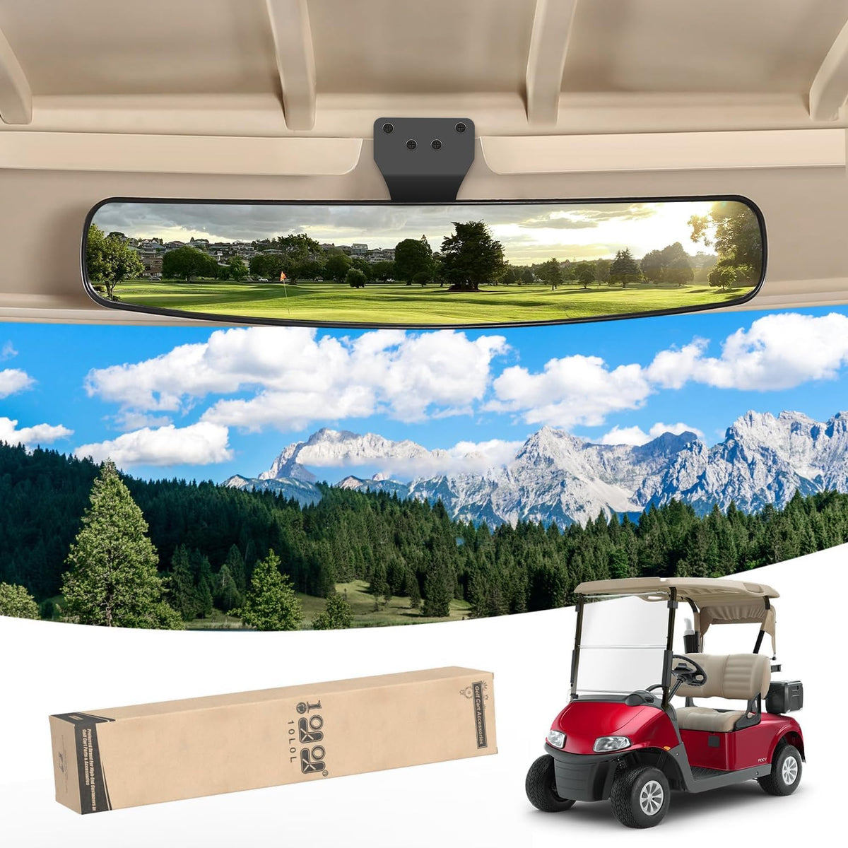 10L0L golf cart mirror with 270-degree rotation for full rear visibility