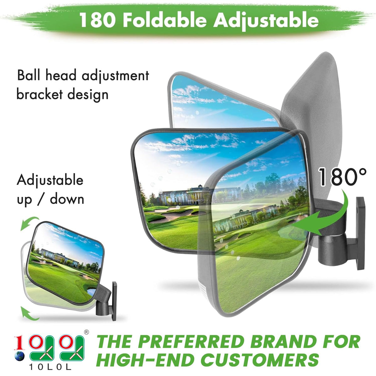 10L0L golf cart mirror 6-5x6-7 inch provides wide field of view