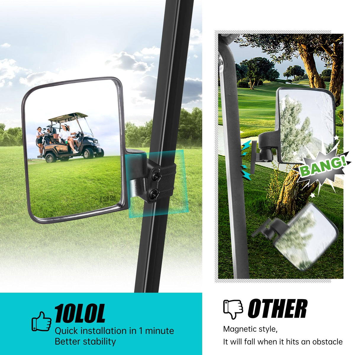 10L0L golf cart mirror Club Car fit for multiple Club Car versions