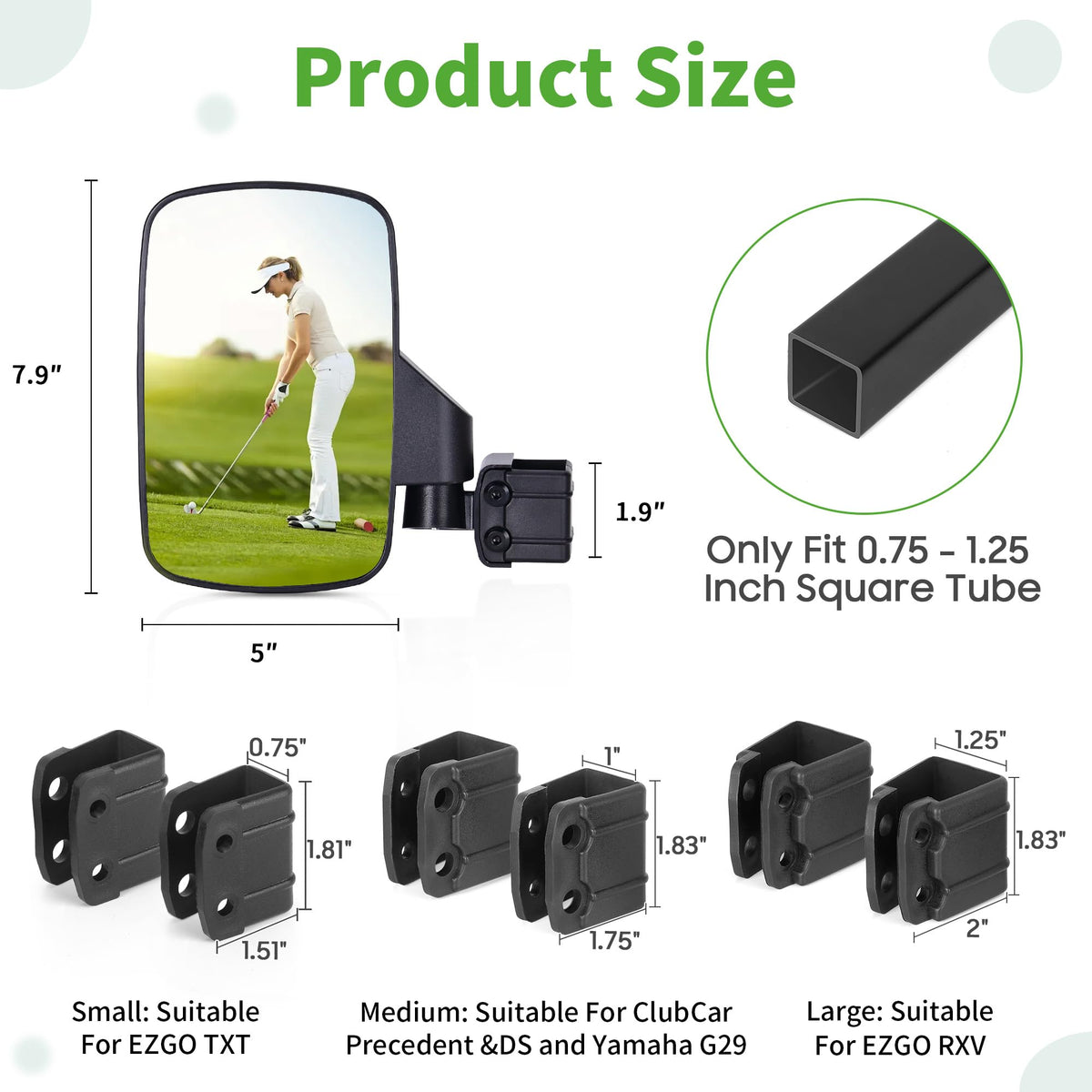 10L0L Golf Cart Mirror compatible with major brands for versatile use
