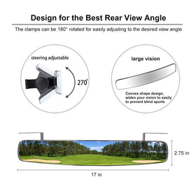 10L0L golf cart mirror features curved surface for quick rear awareness during hills