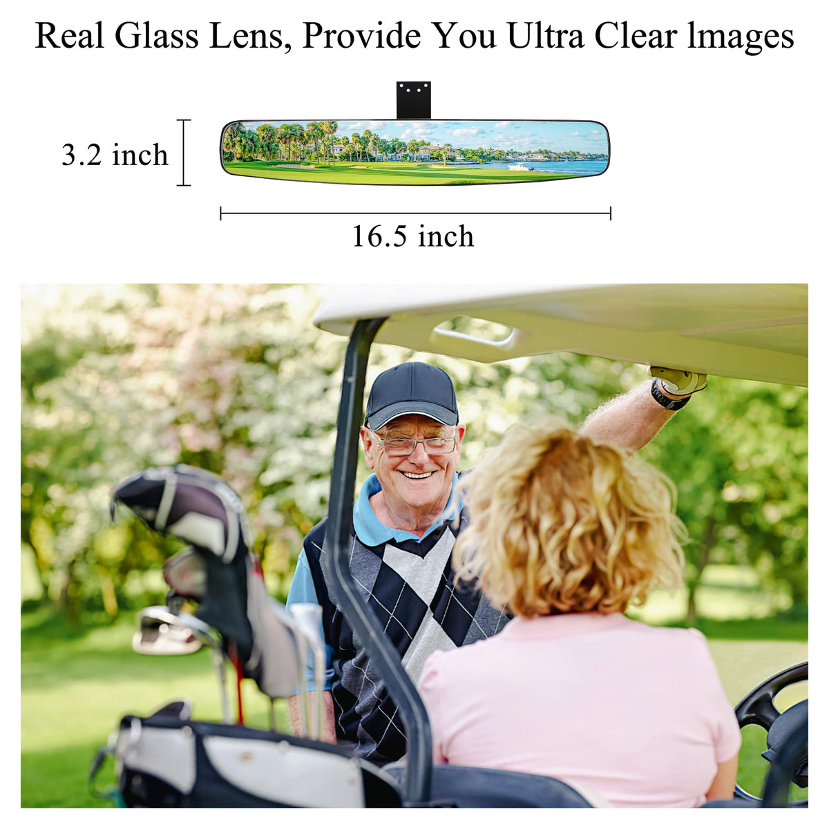 10L0L distortion-free image from universal golf cart rear view mirror