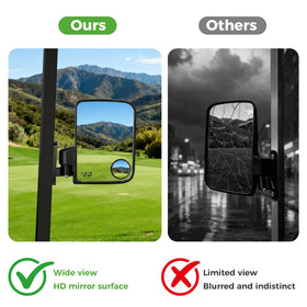 10L0L foldable design golf cart mirror for compact storage.