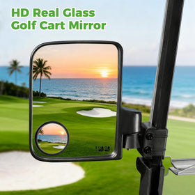10L0L adjustable 180° mirror adapts to your golf cart