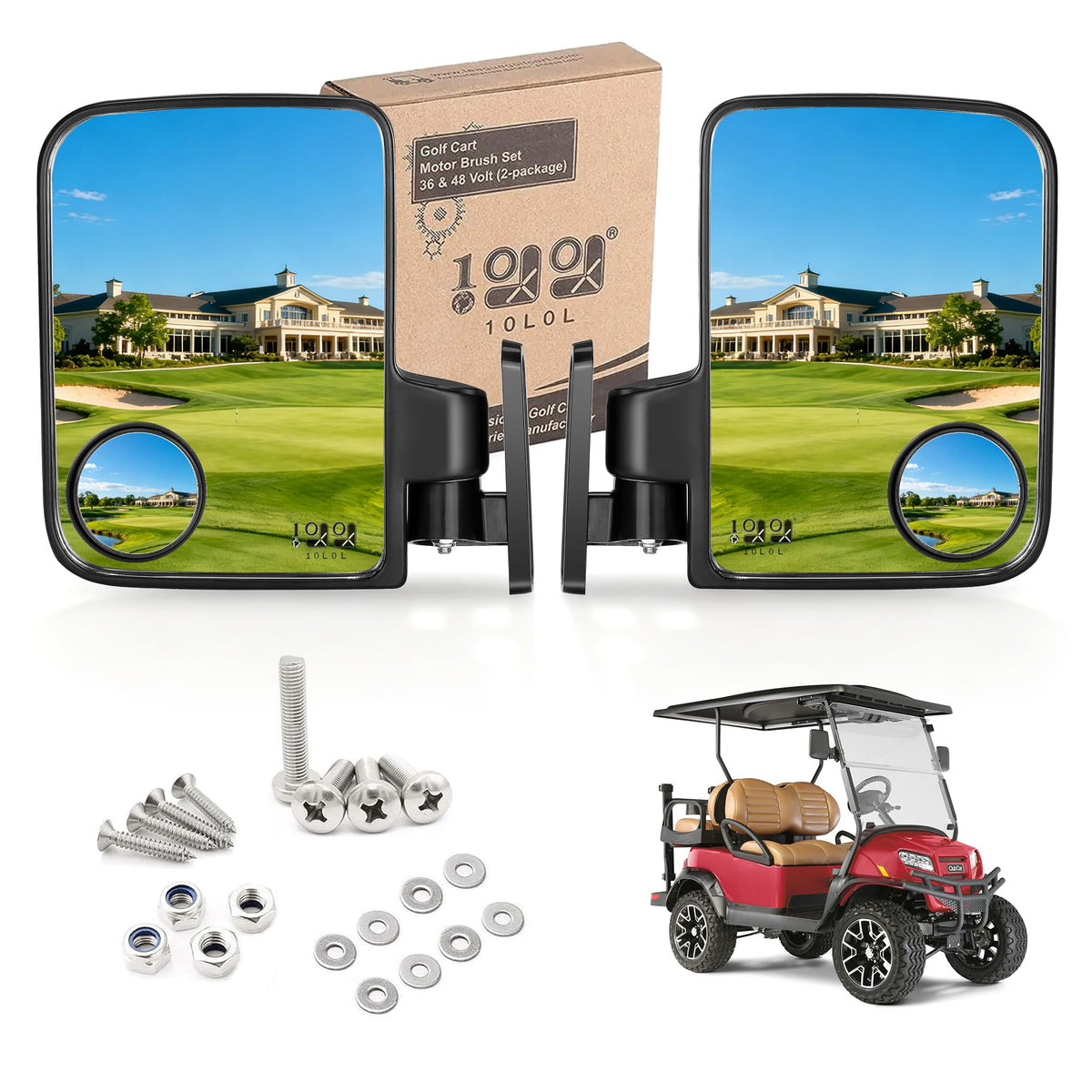 The 10L0L golf cart mirror side view left enhances rear awareness.