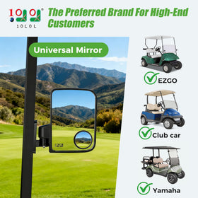 10L0L golf cart mirror side view right widens vision during maneuvers.