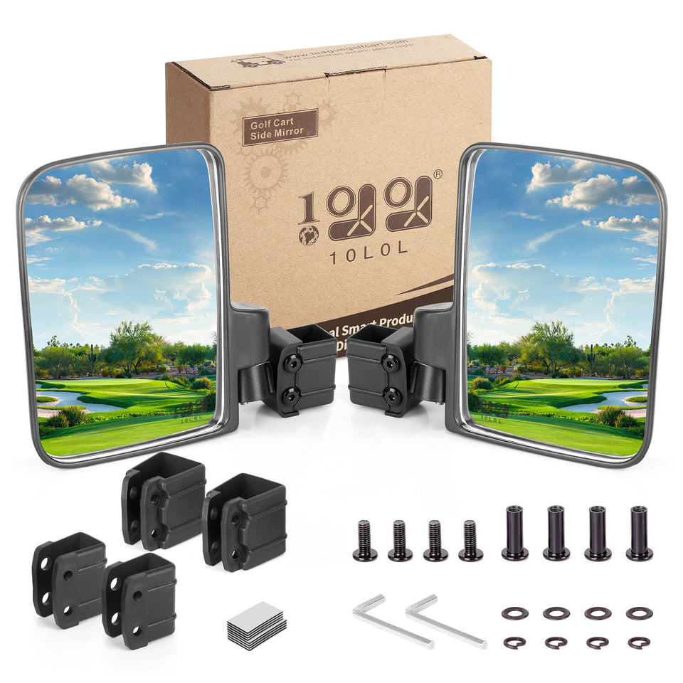 10L0L golf cart mirror side view shows universal compatibility for various models