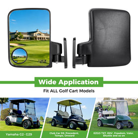 10L0L universal-fit golf cart mirror works with Yamaha, Club Car, EZGO.