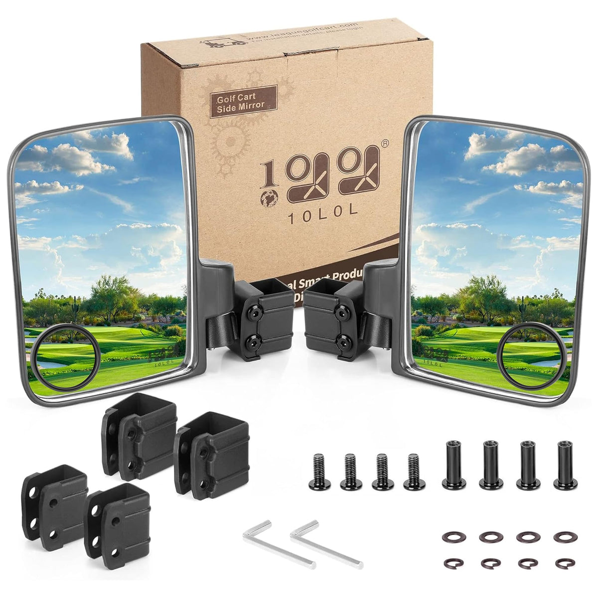 10L0L universal golf cart mirror for Yamaha and Club Car enhances rear visibility