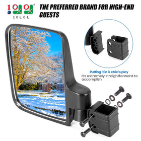 10L0L Golf Cart Mirror convex wide view for full behind-the-cart awareness.