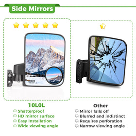 10L0L Golf Cart Mirrors folded for compact storage and easy transport.