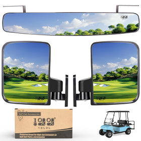 10L0L folding side mirror for golf cart provides clearer side visibility.