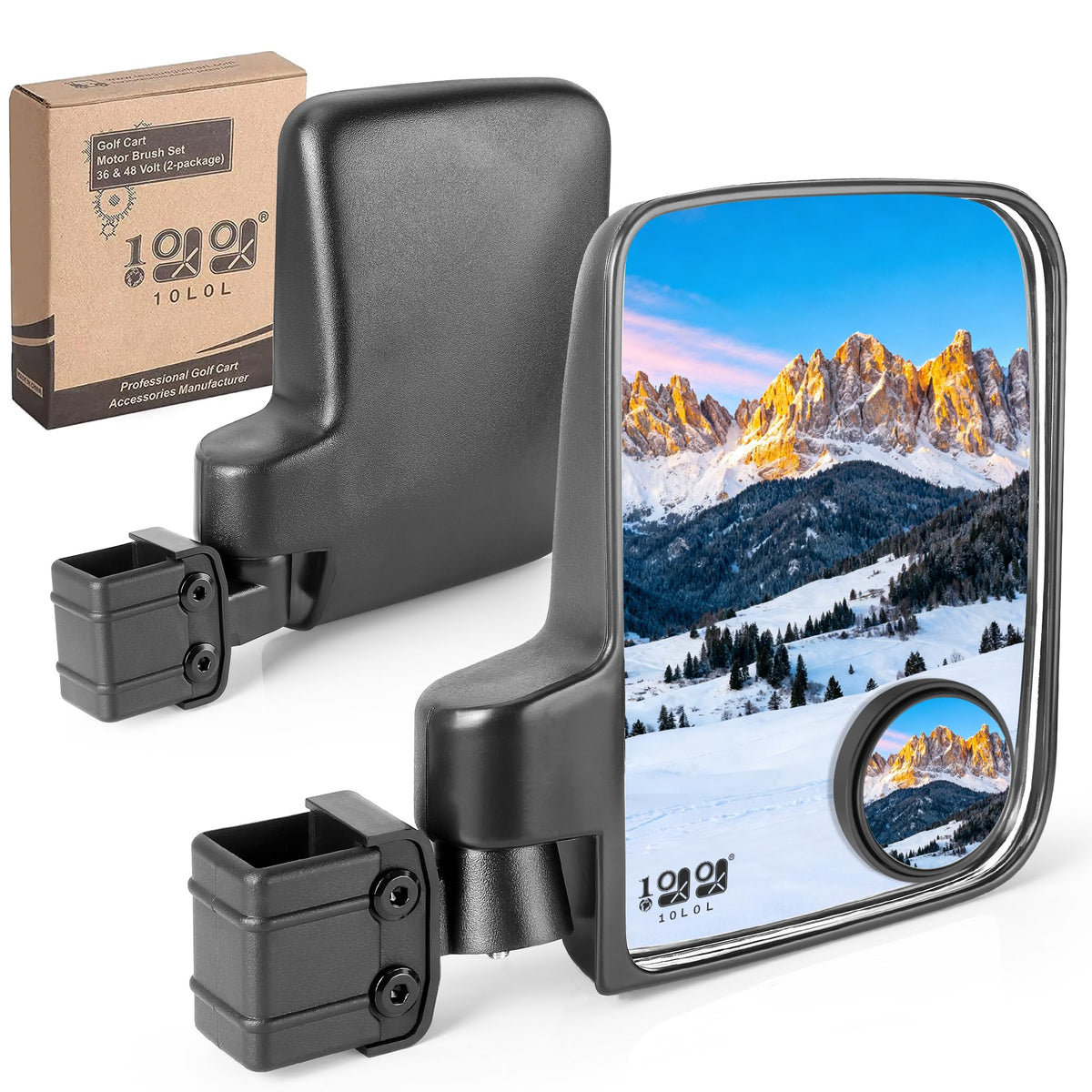 10L0L Golf Cart Mirrors front view for wider field of vision and safer driving.