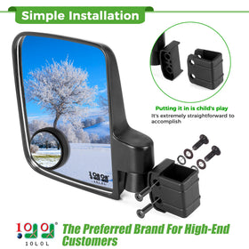 10L0L Golf Cart Mirrors side angle improves lane awareness during rides.