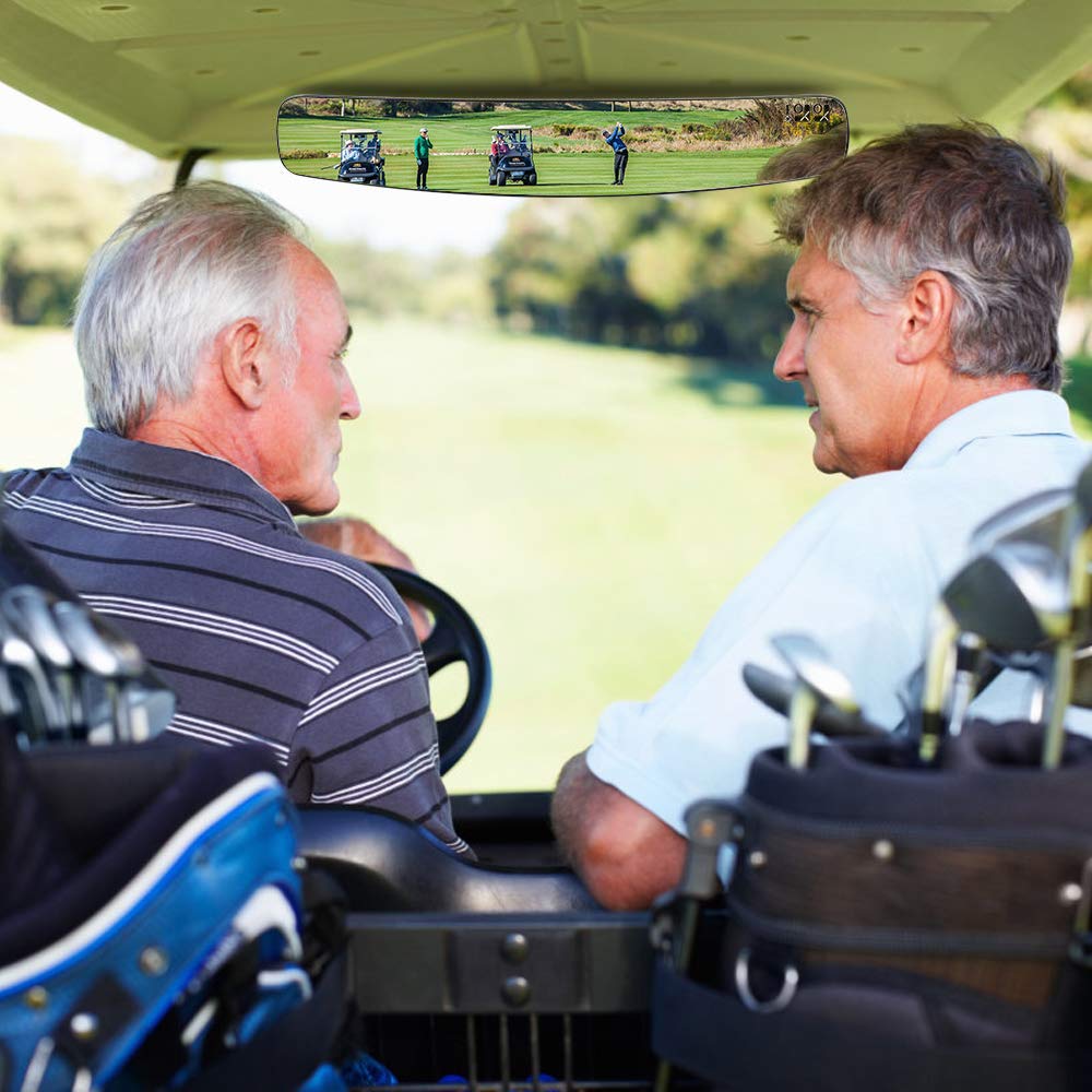 10L0L wide 16.5-inch rear mirror captures broad rear scenery for golf carts.