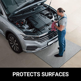10L0L golf cart parking mats rubber backing provides non-slip stability on slick floors.