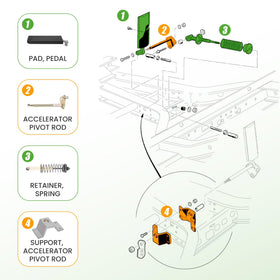 10L0L Golf Cart Pedal Bracket and Bushing shown for precise Club Car DS fit.