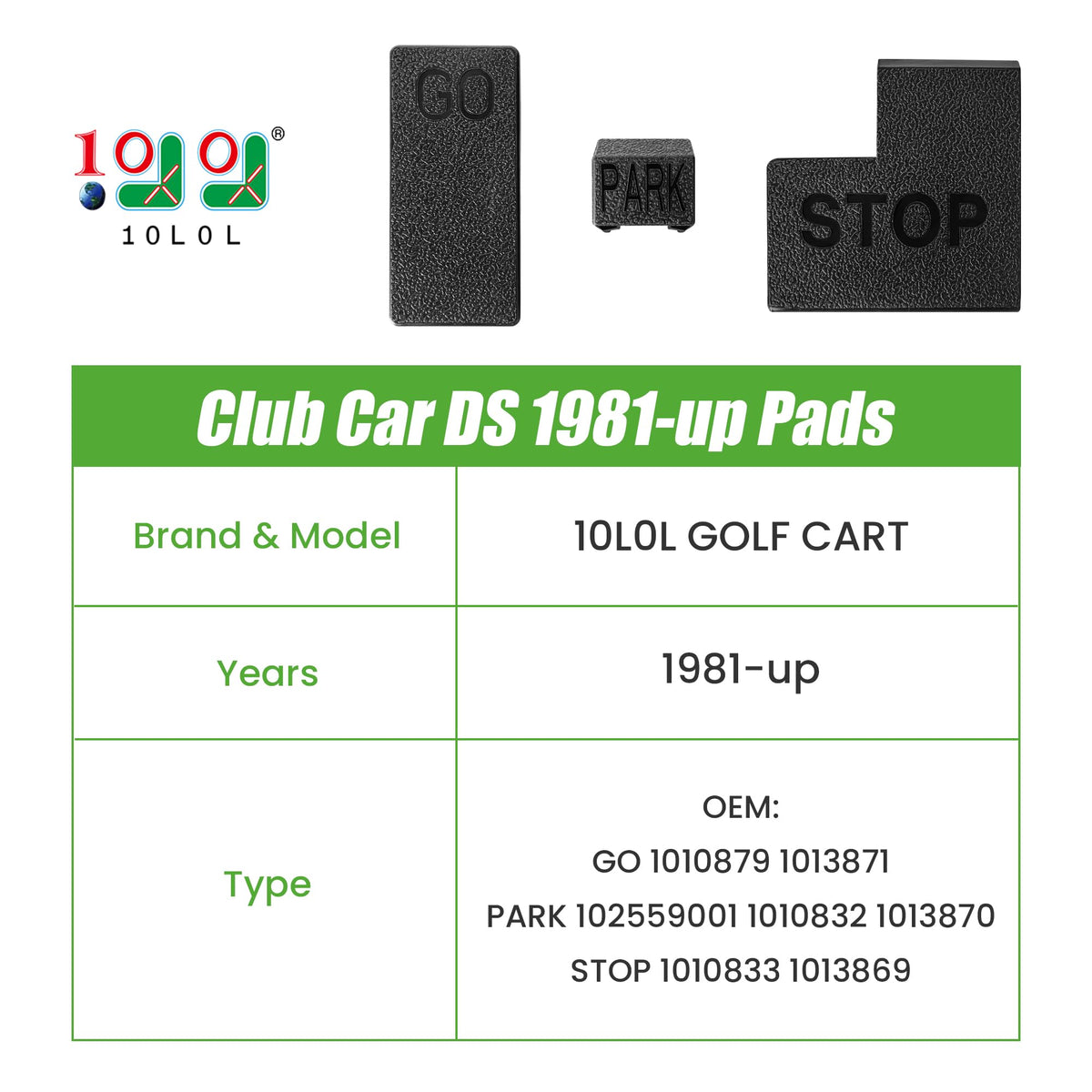 10L0L Complete pedal pad set in box for full replacement