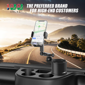 10L0L golf cart phone holder installation-free base fits most cup holders.
