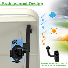 10L0L golf cart phone holder square-tube compatibility fits 0.75–1.25 in tubes