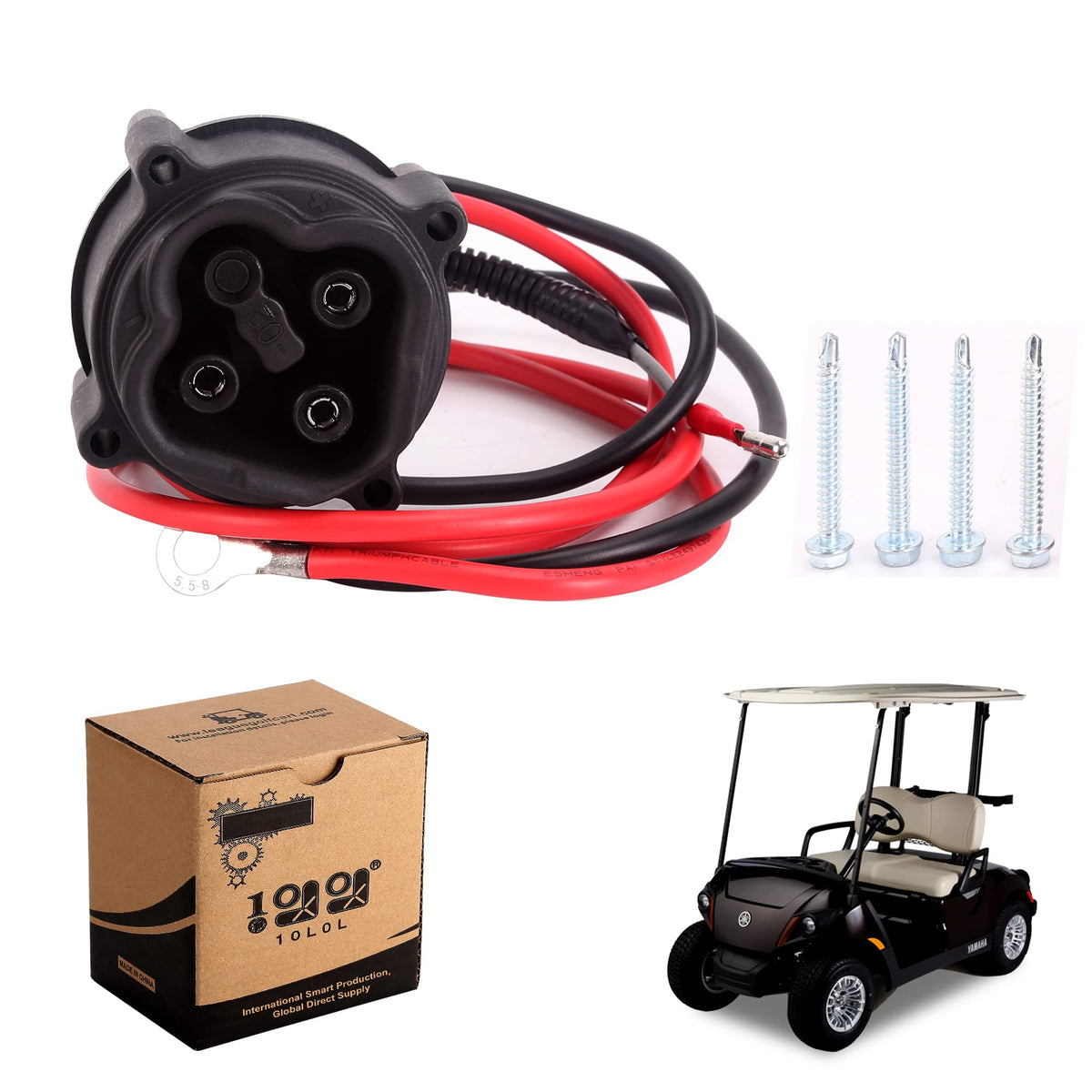10L0L Golf Cart Powerwise Receptacle on Yamaha G29 front view for secure charging