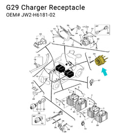 10L0L DC charger receptacle with wire harness installed on Yamaha G29