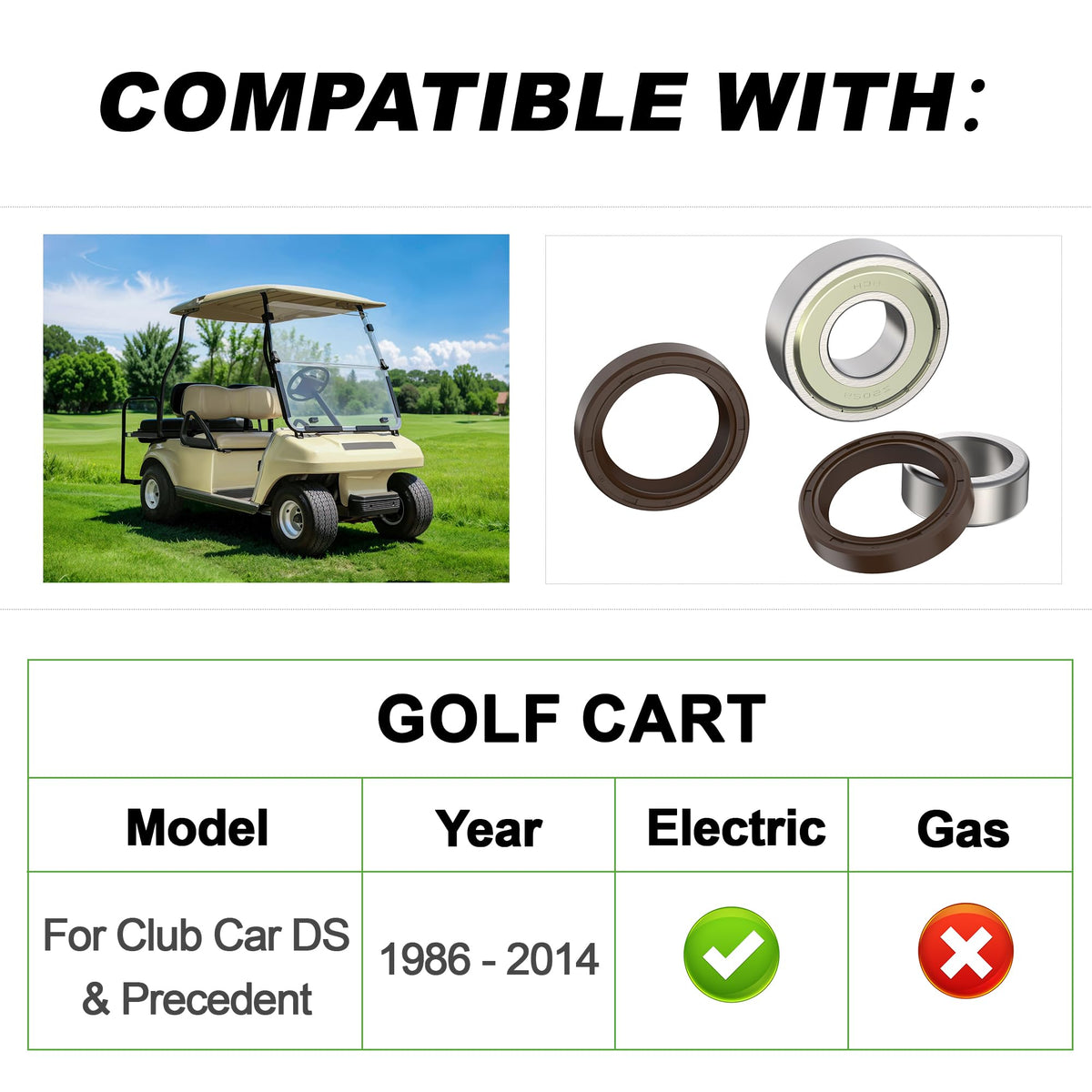 10L0L Golf Cart precise-fit DS/Precedent ensures easy installation on 1986-2014 electric carts.