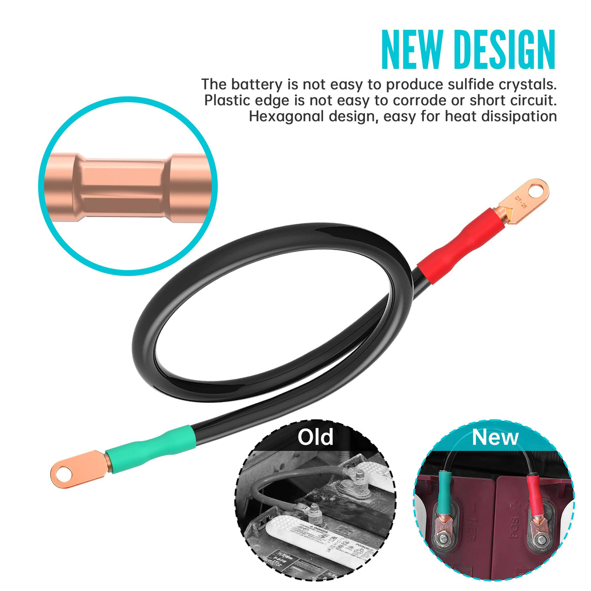 10L0L golf cart pure copper cables 32-inch set for longer wiring runs.