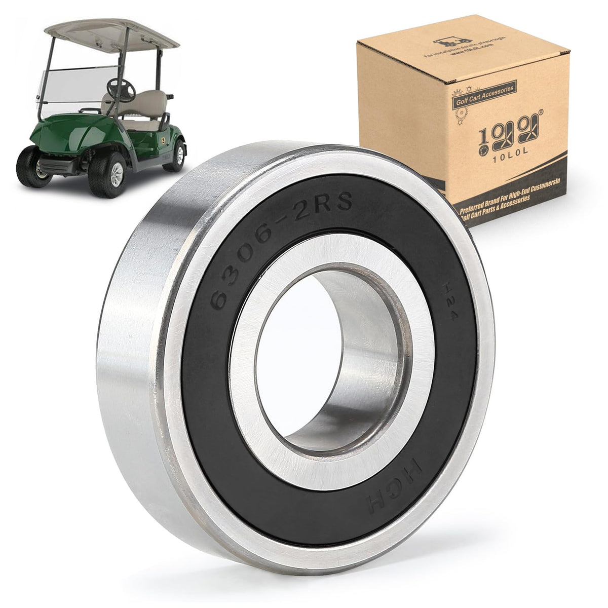 10L0L golf cart rear axle bearing for Yamaha Drive/G29 close-up view shows precise fit