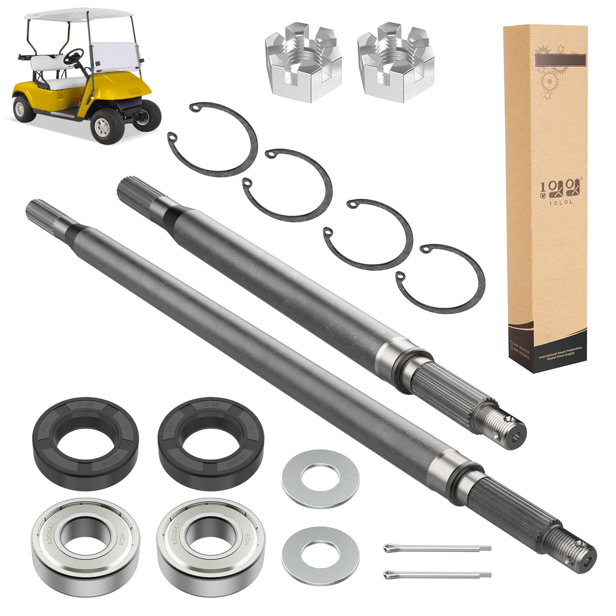 10L0L golf cart rear axle shaft driver side for EZGO TXT offers durable replacement and smooth power transfer
