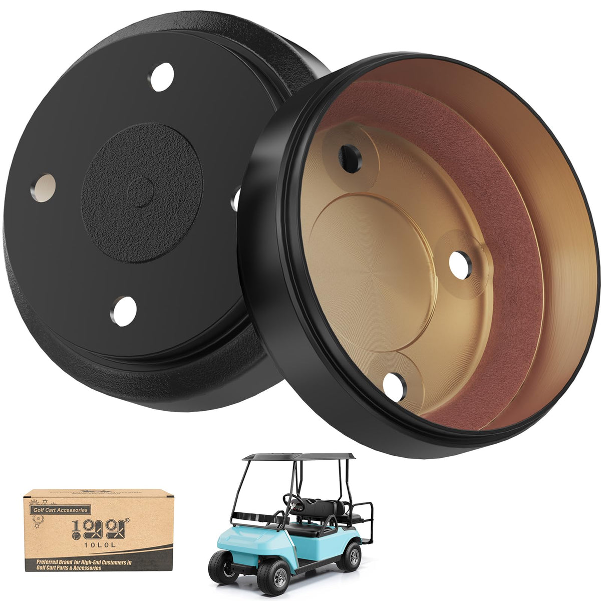 10L0L rear brake drum for Club Car DS 1995-up improves braking reliability.