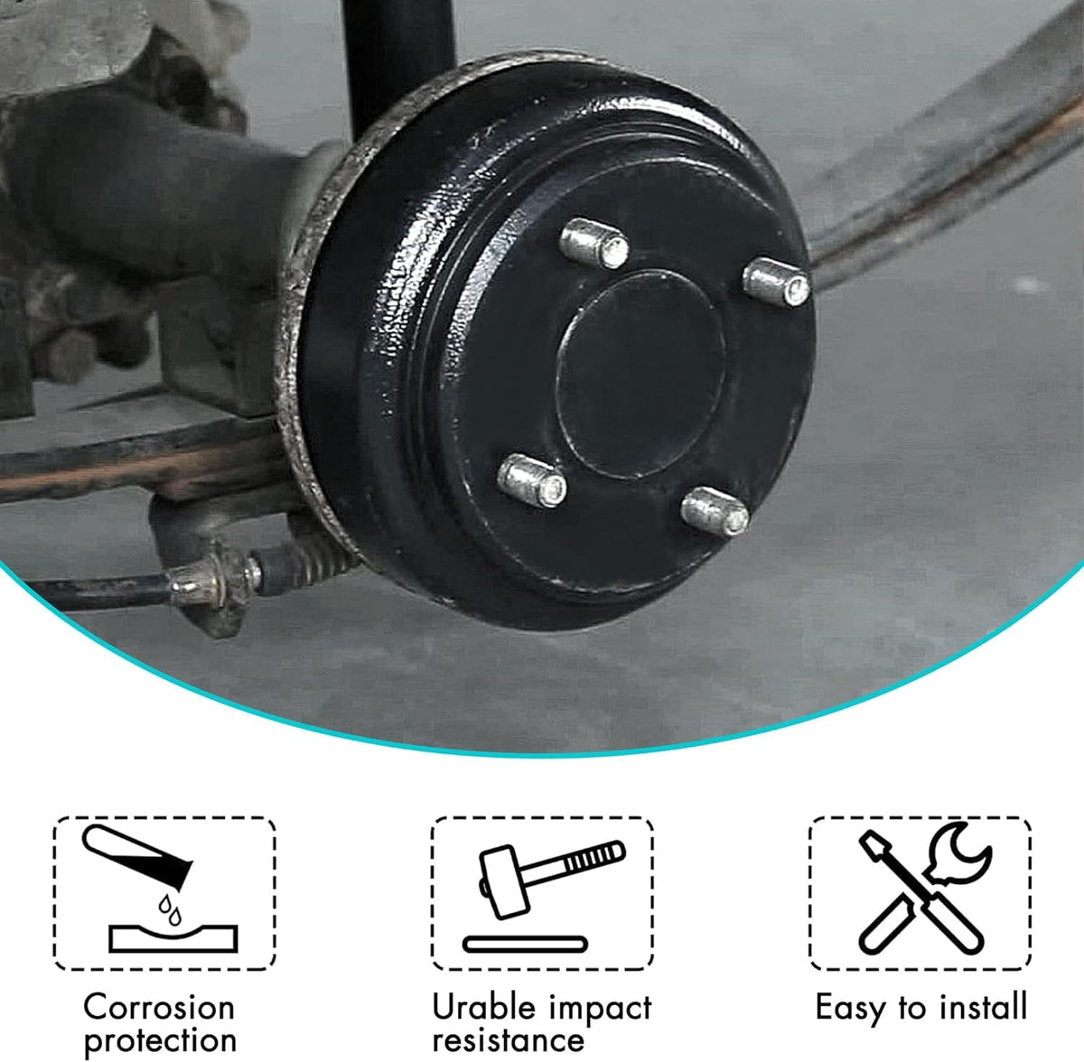10L0L brake drum for Club Car Precedent 2004-up, front view, easy install