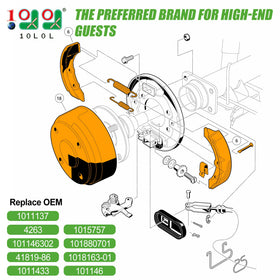 10L0L rear brake drum right side for Club Car DS, OEM-style replacement.