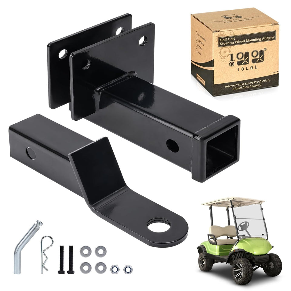 10L0L rear-chassis hitch for Yamaha G29, enabling towing on the course.
