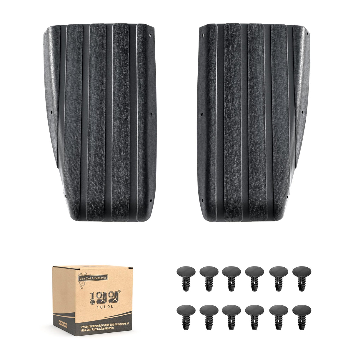 10L0L rear driver guard for Club Car DS protects exterior from scratches.