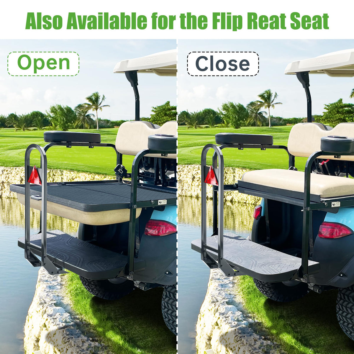 10L0L golf cart rear grab bar features thick welded pipe for durability.