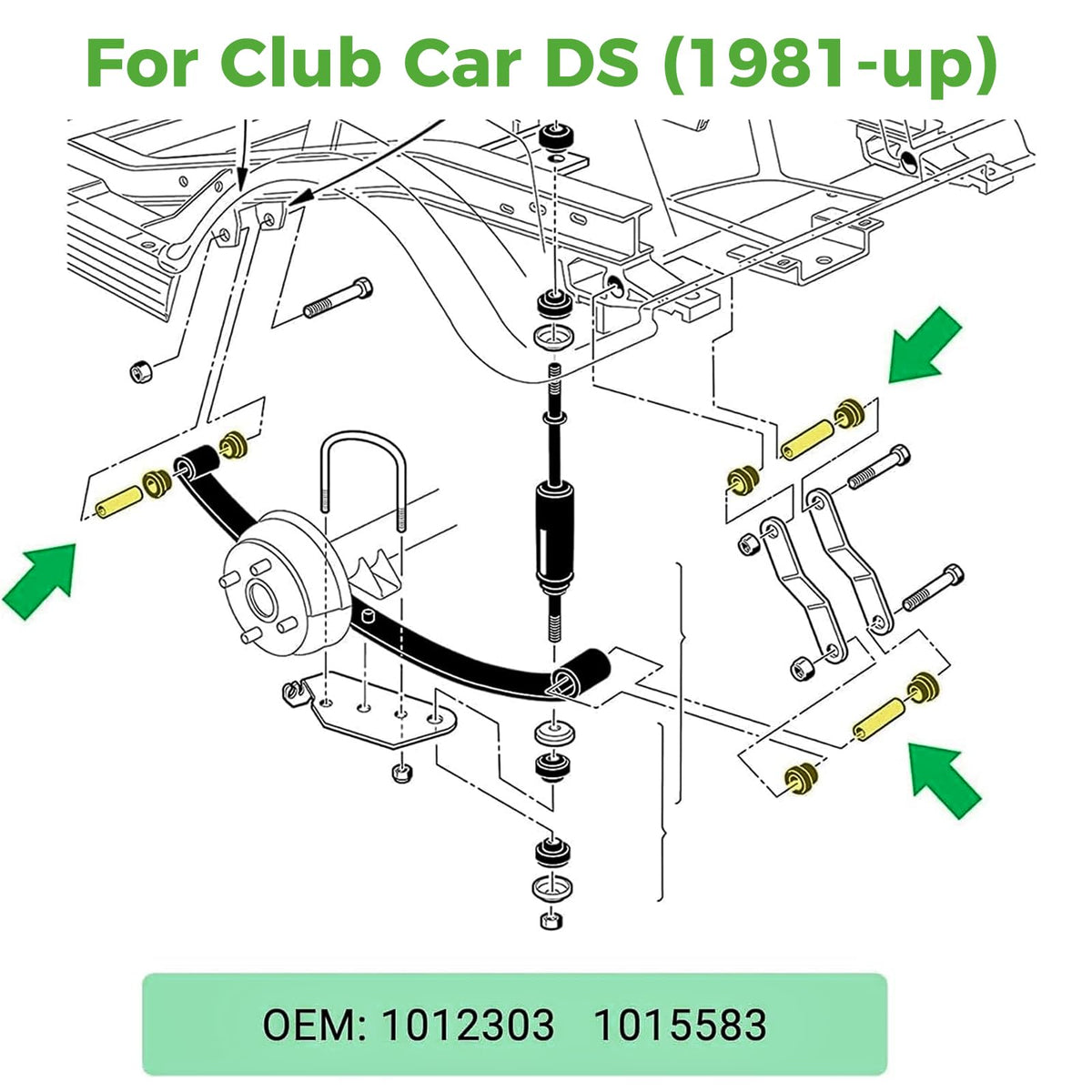 10L0L rear leaf spring bushings kit stabilizes EZGO TXT.