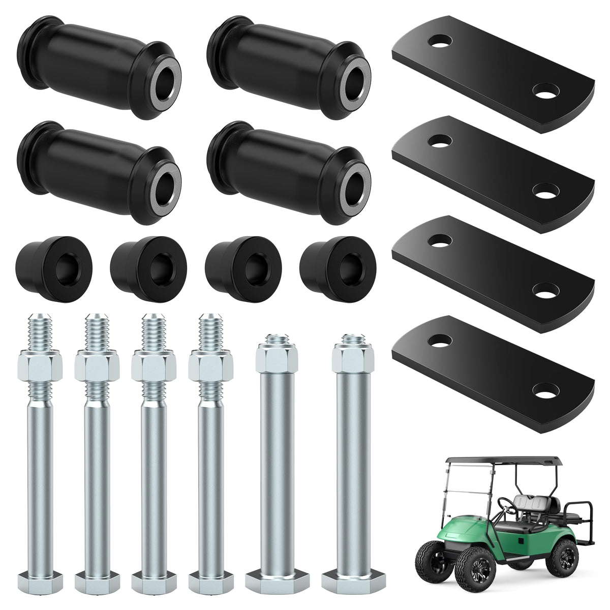 10L0L golf cart rear leaf spring bushings kit shown as a complete drop-in replacement