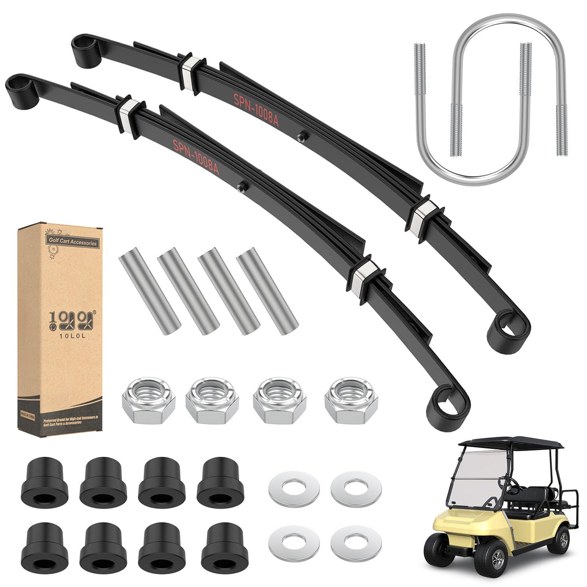 The 10L0L rear leaf spring kit assembly shows a four-leaf design for heavier loads.
