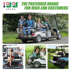 10L0L golf cart rear grab bar with reflective triangle enhances night visibility.